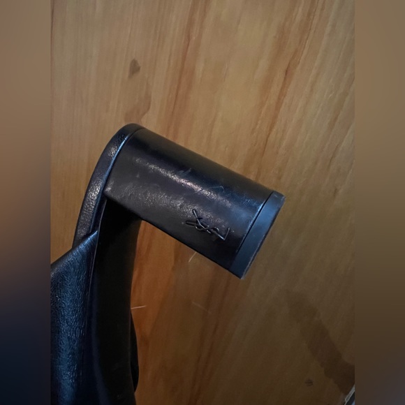 Saint Laurent Paris Black Patent Leather cross sandals slide - Picture 3 of 7